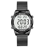 Contapassi Orologio, Orologio Fitness Impermeabile Digitale, Senza Bluetooth e APP, Orologio per Anziani con Contapassi e Contacalorie, Orologio Sportivo per Camminare/Correre, Nero , Herren