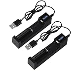 2 Pack | USB Caricatore per 18650 Batterie | Caricabatterie a Slot Singolo per Batterie 3,7V 26650/18650/17670/14500/10440/16340
