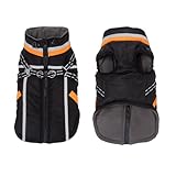 FEimaX Cappotto per Cani Invernale Giacca Impermeabile Antivento Cane Cappottino in Pile Calda con Pettorina Riflettente Regolabile Abbigliamento per Cani di Piccola e Media Taglia (M, Nero)