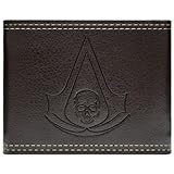 Assassin's Black Flag Creed Live By The Creed Portafoglio/Portamonete Bi-Fold Tasca per Monete & Carte, Marrone