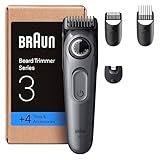 Braun Regolabarba Uomo Series 3, +4 Strumenti di Styling, Lama Ultra Affilata, 50 Min di Utilizzo, 40 Lunghezze, Rasoio Elettrico Barba, Bt3525, Grigio
