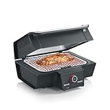 SEVERIN SEVO GT Barbecue Elettrico con Opzione Cottura Lenta, Grill Elettrico 3000W per Interni ed Esterni, Griglia Elettrica con Avvio Rapido fino a 500°C, Inox/Nero, PG 8106