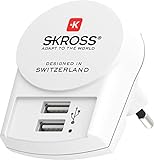 SKROSS | 1.302421 | Euro USB Charger (2xA) | Caricabatterie - Caricatore a 2 Porte USB 2.4 A, Caricatore da Parete Spina Italiana – Voltaggio 100 V – 250 V