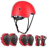 Jim's Store Set di Casco Protezione Bambini, Regolabile Ginocchiere Gomitiere e Protezioni Polso Kit per Skateboard Hoverboard Bici per Ragazzi e Ragazz