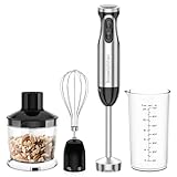 Bonsenkitchen Frullatori ad immersione, 3 in 1 elettrico Frullatore ad Immersione, Mixer a Immersione Professionale, Tritatutto, Frusta Elettrica, 9 velocità