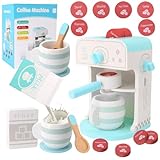 Giocattoli per bambini: Macchina da caffè in legno per bambini - Set da 13 pezzi con macchina da caffè, macinacaffè e accessori per gioco di ruolo, regalo per piccoli baristi
