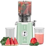 LINKChef Estrattore Frutta e Verdura, 200W Centrifuga Frutta e Verdura, 1.2L Estrattore di Succo a Freddo di Riempimento da 115 mm, Facile da Pulire, BPA Free, Verde chiaro