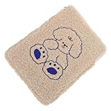 LALAFINA Borsa Imbottita in Peluche Khaki per Tablet e Notebook Pc, Leggera e Resistente Agli Schizzi, per Riunioni di Lavoro