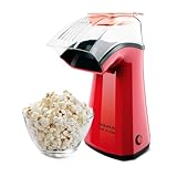Taurus - macchina per popcorn + 1100 W | popcorn senza olio, aria calda | pronta in 3 minuti | coperchio dosatore trasparente | compatta e portatile | facile da pulire | rossa