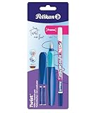 Pelikan Twist in Colori Assortiti, Penna Stilografica Ergonomica, per Destrimani e Mancini, per Scuola e Ufficio, Pennino M in Acciaio Inossidabile, 2 Cartucce Blu e Cancellino Inclusi. Ricaricabile