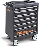 BETA C04BOX - Carrello Portautensili con ruote da 125 mm: 2 fisse e 2 girevoli (due con freno), 6 Cassetti estraibili con guida telescopica a sfera e tappetini in gomma espansa