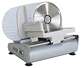 RGV Affettatrice Ausonia SILVER - Affettatrice Elettrica Professionale 100W in Acciaio e Alluminio Fuso, Lama Ø190mm, Spessore Regolabile 0-14mm, Sistema Antivibrazione e Lama Smontabile