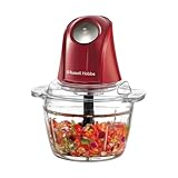 Russell Hobbs Mini tritatutto elettrico [contenitore in vetro con coperchio] Desire Red (500 ml, trita verdure, mixer, trituratore multiuso e universale per verdura, frutta e carne) 24660-56