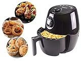 BEPER P101FRI001 Friggitrice ad aria calda, Senza Olio, Timer e Temperatura regolabile, Recipiente e griglia rimovibili, Capacità 2 litri, Potenza 1000 Watt, Nero