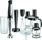Braun MultiQuick 7- Frullatore a Immersione con Tecnologia SplashControl, ActiveBlade, Selezione di Velocità Precisa, Robot 1,5L, Tritatutto, Frusta, Bicchiere 600 mL, 1000W, Nero (MQ7087X)