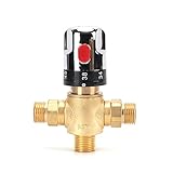 Tremax Miscelatore termostatico,valvola miscelatore doccia con connettore da 1/2''G, valvola di miscelazione acqua calda e fredda, scala centigradi
