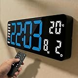 Opis Technology Clock 1 XL Blu/Bianco - Orologio da Parete Digitale LED 31cm, Telecomando & Timer - Per Palestra, Ufficio e Casa (Alimentazione a Cavo)