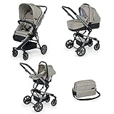 Foppapedretti Up3 Sistema Combinato dotato di Passeggino, Navicella, Seggiolino Auto e Borsa, Elegant Beige