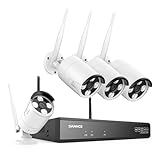 SANNCE Kit Videosorveglianza WiFi Super HD1080P NVR 8 Canali 4 Wireless Telecamera IP 3MP Intelligenti Microfono AI Rilevazione Umana Sistema di Sorveglianza Eseterno IP66 -Senza HDD