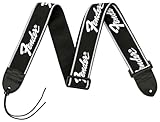 Fender Tracolla per Chitarra con Logo Running, Tracolla Comoda e Robusta per Chitarra Acustica, Elettrica e Basso, Regolabile per Comfort Ottimale, Larghezza 5 cm, Nera