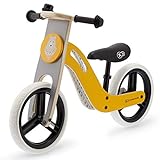 Kinderkraft Bici Senza Pedali UNIQ, Bicicletta in Legno, Sella Regolabile, Ruote Resistenti, 2 Anni-35 kg, Giallo