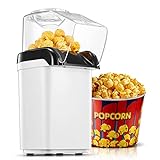 HOUSNAT Macchina per Popcorn 1200W, Popcorn in 2 Minuti, Macchina Pop Corn ad Aria Calda, Senza Olio e Grassi, Facile da Pulire, Design Compatto, Bianco