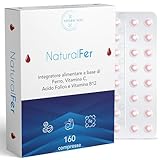 Ferro Integratore 28mg NaturalFer® | 160 compresse | Vitamina C + Vitamina b12 e acido Folico | Supporto Energetico e stanchezza | Senza Glutine | Senza Lattosio