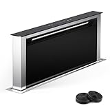 Cappa aspirante Klarstein 75 cm, cappa aspirante da cucina a scomparsa, cappa aspirante da cucina a ricircolo 2 in 1, portata d'aria 576 m³/h, cappa aspirante con luce LED e pannello touch, nero