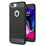 NEW'C Cover Compatibile con iPhone 7 Plus e iPhone 8 Plus, con Urti Assobirmento e Fibra di Carbonio [Gel Flex Silicone]