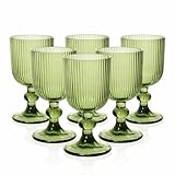MECSAL CASALINGHI Set 6 Calici in Vetro Rigato 250 ml – Calici Colorati per Acqua, Cocktail e Aperitivo, Design Elegante, Resistenti e Lavabili in Lavastoviglie (Verde)
