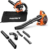 Aspirafoglie a scoppio FUXTEC 4in1 FX-LBS126 soffiatore e trituratore a scela di benzina 2 tempi con 2 tubi di soffiaggio e sacco di raccolta da 45 l - velocità di soffiaggio 71 m/s