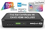 Decoder Ricevitore Satellitare 4K UHD con HbbTV - primo ricevitore combo digitale terrestre DVB-T2 e satellitare DVB-S2 tivùsat in 4K UHD Funzione PVR registrazione servizi interattivi HbbTV on-Demand