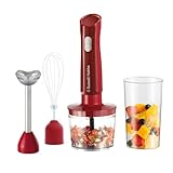 Russell Hobbs Frullatore a Immersione [3 in 1: Frullatore, Frusta e Lame Tritatutto] Desire Rosso (600ml, Parti lavabili in lavastoviglie, Lame acciaio inox, Per frullati, zuppe, salse) 27142-56