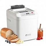 Macchina per il Pane, Kitchen in the Box Macchina del Pane con 12 Programmi, 900g, Senza Glutine, Dispenser Frutta Secca, Teglia Antiaderente, 3 Livelli di Cottura, Timer 13H e 1H Caldo (Bianco)