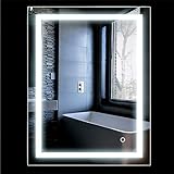 Turefans Specchio bagno, Specchio Luce LED con Illuminazione Interruttore per il Bagno, Bianco freddo, 50 * 70cm