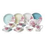 Royal Albert Miranda Kerry Everyday 40034018 - Servizio da tè da 15 pezzi, con tazza da tè, piattino, piatto da 20 cm, teiera, zucchero e panna, multicolore, in porcellana, 15 pezzi