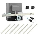 CO-Z 280W Kit Automazione Cancello Scorrevole, Motore Cancello Scorrevole per Porte Fino a 600kg 12m con 2 Telecomandi, Cremagliera 8x0.5M e Sensori a Infrarossi per Casa Giardino Garage