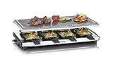 SEVERIN RG 2374, Grill Raclette XXL con Pietra Naturale, Raclette 8 persone con Padelline Antiaderenti, Area di Cottura 48.5 x 24 cm, Controllo della Temperatura, 1700 Watt