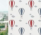 Pellicola per vetri anti sguardo Mongolfiera bianco rosso blu Smerigliata per Finestre Vetri-Autoadesive Per l'ufficio del bagno pellicole decorative per vetri 44.5x300 cm