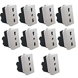 Voltix Set di 10 Prese Elettriche da Muro Bipasso Bivalente 2P+T 16A, Compatibili con Matix, Alta Qualità (10 Prese Bipasso)