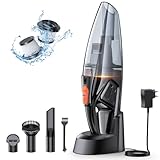 Rolgno Aspirabriciole Senza Fili, [Base Ricarica Rapida] 9KPa Mini Aspirapolvere Auto Senza Fili Potente con LED, 2 Filtri HEPA, Aspirabriciole Portatile Umido & Asciutto per Casa/Auto/Ufficio/Cucina