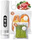 Babacom Macchina Sottovuoto Alimenti Portatile con Serbatoio Visibile, 60kPa Potente Vacuum Sealer, Sigillatura Auto e Modalità Impulso per Alimenti Delicati Sigilla Barattoli,20 Sacchi Riutilizzabili