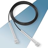 PORTENTUM Corda per Saltare Professionale Leggera con Manici in Plastica Ergonomici e Resistenti al Sudore Corda Crossfit di Salto – Regolatore di Lunghezza per Fitness, Boxe, Crossfit – 2,8m