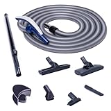 Set Tubo Flessibile e Kit Accessori per Aspirapolvere Centralizzato compatibile con Aertecnica Tubò, Sistem Air, Duovac, General D'Aspirazione GDA - Senza interruttore ON/OFF (7 metri)