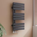 Radiatore design per bagno, radiatore scaldasalviette, grigio antracite, pannello piatto, Connessione centrale, 762x400mm, radiatore per bagno, asciugatore per asciugamani, 360 Watt(Senza valvola)