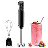 Bonsenkitchen Frullatore ad Immersione 3 in 1 Portatile, Frullatore Elettrico a Immersione da 1000 W, Frusta per Uova, Bicchiere da 700 ml per Preparare Pappe, Salsa, Zuppe, Nero- HB3202