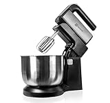 BEHOME Sbattitore Elettrico con Ciotola Rotante, fruste integrate in Acciaio Inox 3 litri, Luce Led 300W, 5 velocità regolabili, Frusta e gancio per impastare inclusi