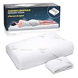 Generico Cuscino Cervicale Ortopedico Memory Foam per Dormire Letto Ergonomico Supporto Morbido Antiacaro Anallergico Rinfrescante con Federa Lavabile Regolabile Antirussamento