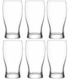 Unishop - Set di 6 bicchieri da birra da 38 cl, bicchieri Pilsner di vetro trasparenti, lavabili in lavastoviglie
