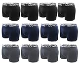 Boxer Uomo (Pacco da 12), Slip Mutande Cotone Elastico Colori Assortiti Nero Blu Grigio 3XL